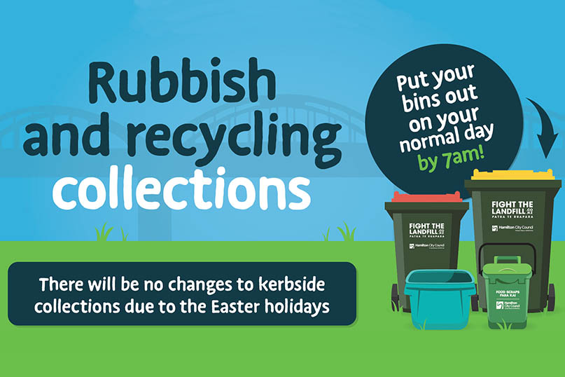 No change to kerbside collections due to Easter holidays and ANZAC Day